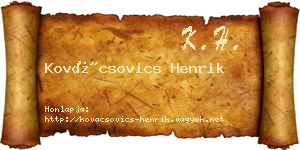 Kovácsovics Henrik névjegykártya